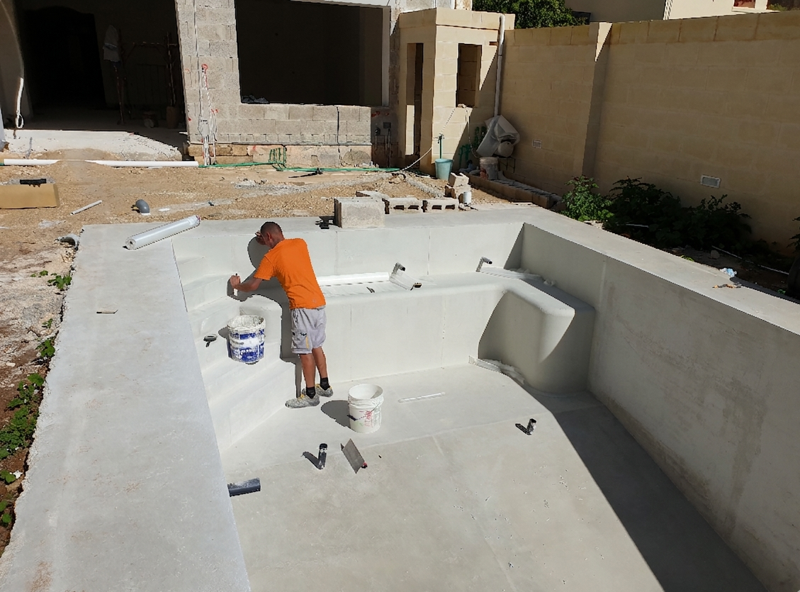 Swimming pool waterproofing