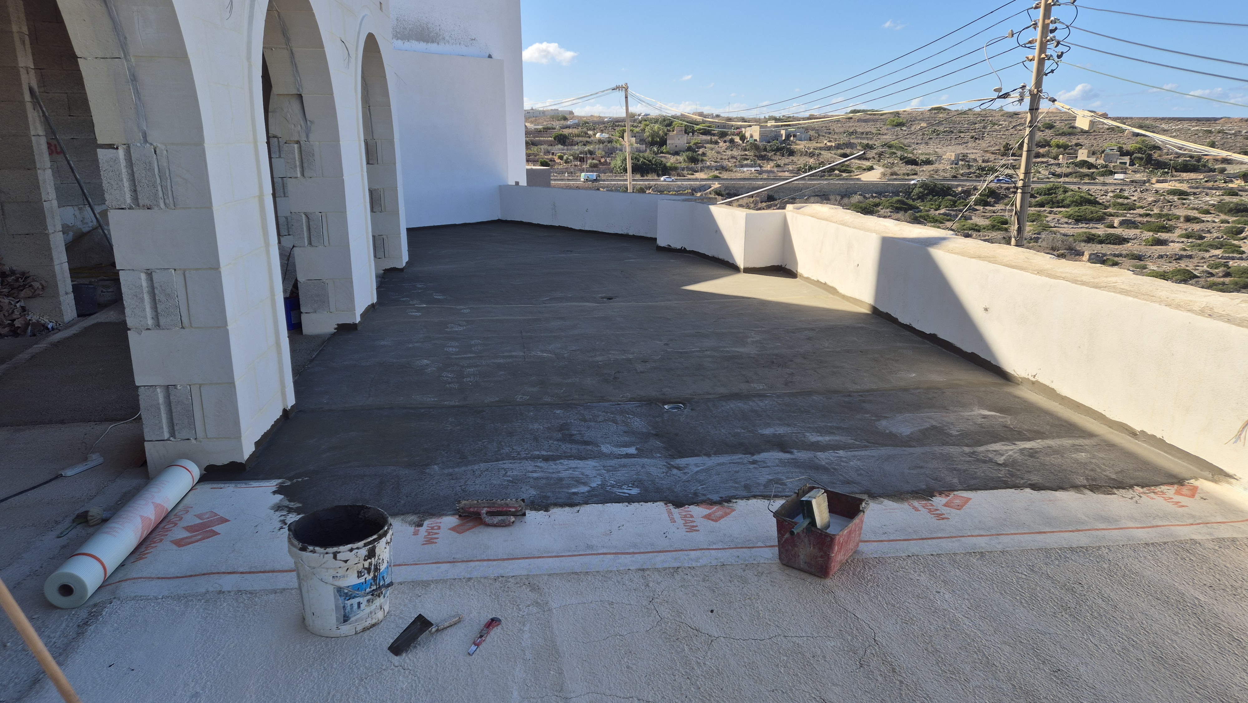 Waterproofing application on a large terrace