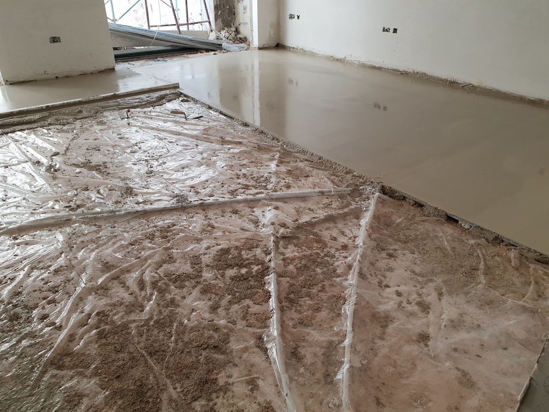 Plastic sheet under screed in Zurrieq